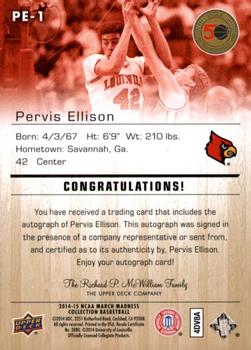 2014-15 Upper Deck NCAA March Madness - Gold Foil Autographs #PE-1 Pervis Ellison Back