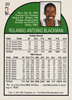 1991 Hoops 100 Superstars #20 Rolando Blackman Back