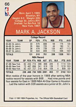 1991 Hoops 100 Superstars #66 Mark Jackson Back