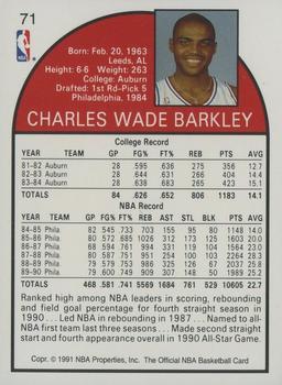1991 Hoops 100 Superstars #71 Charles Barkley Back