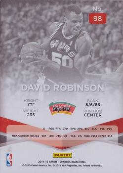 2014-15 Donruss - Elite #98 David Robinson Back