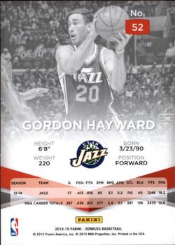 2014-15 Donruss - Elite #52 Gordon Hayward Back