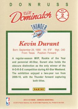 2014-15 Donruss - Elite Dominators #2 Kevin Durant Back