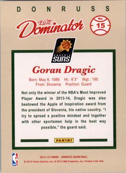 2014-15 Donruss - Elite Dominators #15 Goran Dragic Back