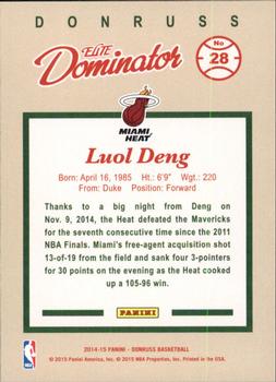 2014-15 Donruss - Elite Dominators #28 Luol Deng Back