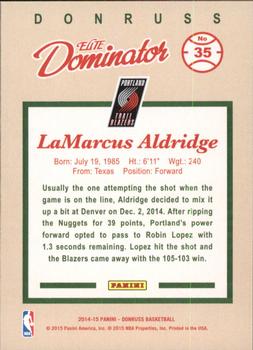 2014-15 Donruss - Elite Dominators #35 LaMarcus Aldridge Back