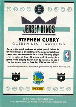 2014-15 Donruss - Jersey Kings #19 Stephen Curry Back