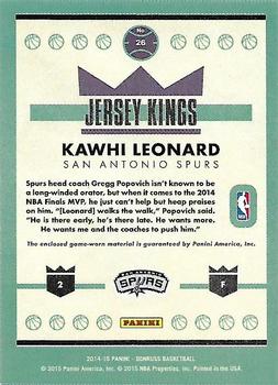 2014-15 Donruss - Jersey Kings #26 Kawhi Leonard Back
