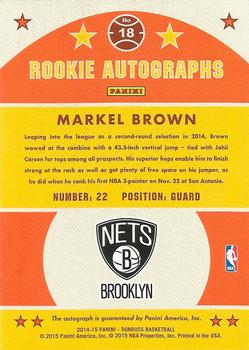 2014-15 Donruss - Rookie Autographs #18 Markel Brown Back