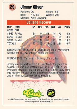 1991 Classic #29 Jimmy Oliver  Back