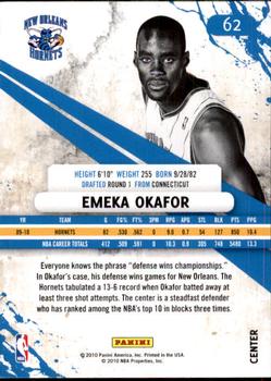 2010-11 Panini Rookies & Stars #62 Emeka Okafor  Back