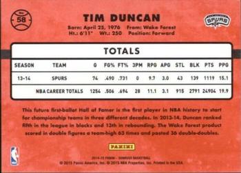 2014-15 Donruss - Press Proofs Purple #58 Tim Duncan Back