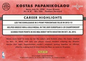2014-15 Donruss - Press Proofs Blue #213 Kostas Papanikolaou Back
