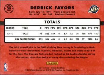 2014-15 Donruss - Press Proofs Gold #30 Derrick Favors Back