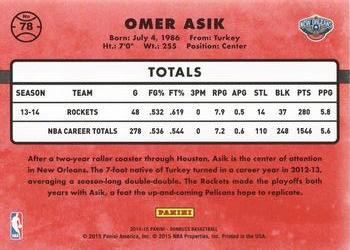 2014-15 Donruss - Swirlorama #78 Omer Asik Back