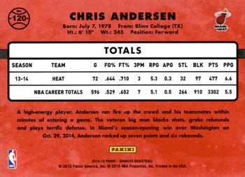 2014-15 Donruss - Swirlorama #120 Chris Andersen Back