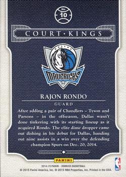 2014-15 Donruss - Court Kings Press Proofs Purple #10 Rajon Rondo Back