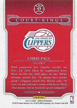 2014-15 Donruss - Court Kings Press Proofs Purple #17 Chris Paul Back