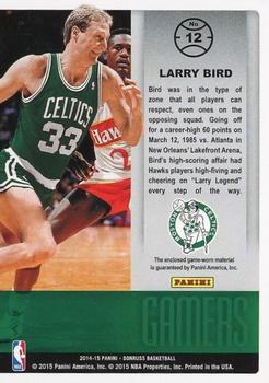 2014-15 Donruss - Gamers Jerseys Prime #12 Larry Bird Back