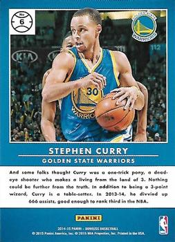 2014-15 Donruss - Production Line Assists Swirlorama #6 Stephen Curry Back
