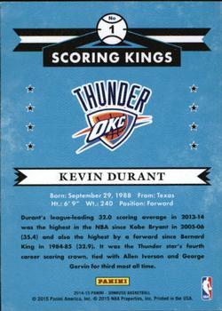 2014-15 Donruss - Scoring Kings Press Proofs Purple #1 Kevin Durant Back