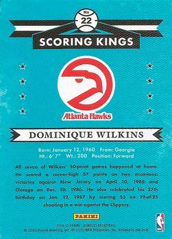 2014-15 Donruss - Scoring Kings Press Proofs Purple #22 Dominique Wilkins Back