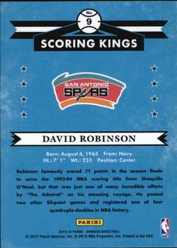2014-15 Donruss - Scoring Kings Press Proofs Silver #9 David Robinson Back