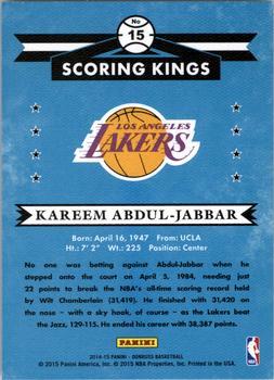 2014-15 Donruss - Scoring Kings Press Proofs Silver #15 Kareem Abdul-Jabbar Back