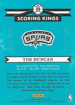 2014-15 Donruss - Scoring Kings Stat Line Season #29 Tim Duncan Back