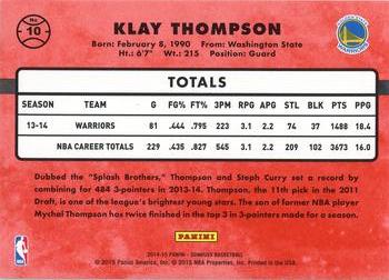 2014-15 Donruss - Stat Line Season #10 Klay Thompson Back
