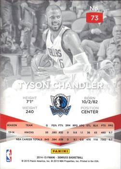 2014-15 Donruss - Elite Blue #73 Tyson Chandler Back
