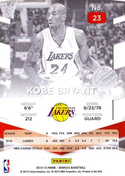 2014-15 Donruss - Elite Status Die Cuts #23 Kobe Bryant Back