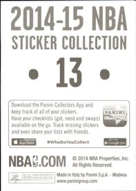 2014-15 Panini Stickers #13 Kelly Olynyk Back