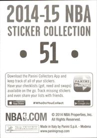 2014-15 Panini Stickers #51 Tony Wroten Back