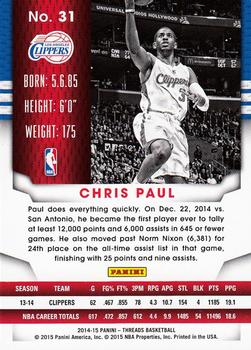 2014-15 Panini Threads #31 Chris Paul Back