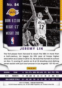 2014-15 Panini Threads #84 Jeremy Lin Back