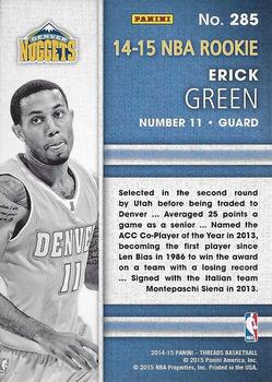 2014-15 Panini Threads #285 Erick Green Back