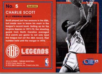 2014-15 Panini Threads - ABA Legends #5 Charlie Scott Back