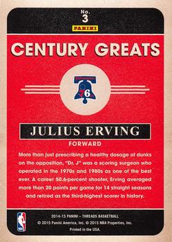 2014-15 Panini Threads - Century Greats #3 Julius Erving Back
