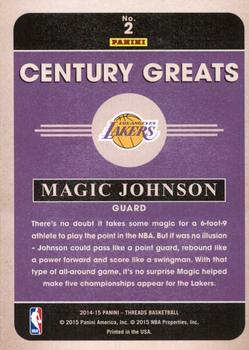 2014-15 Panini Threads - Century Greats #2 Magic Johnson Back