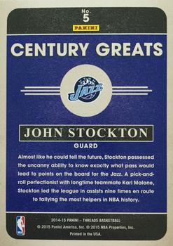 2014-15 Panini Threads - Century Greats #5 John Stockton Back