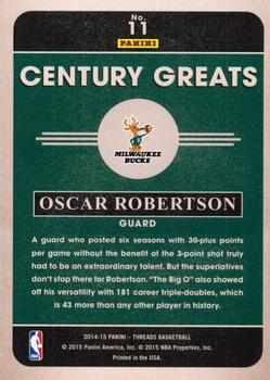 2014-15 Panini Threads - Century Greats #11 Oscar Robertson Back