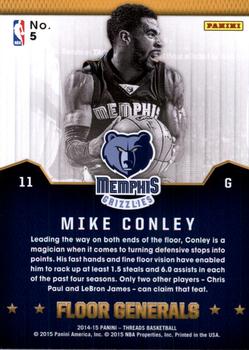 2014-15 Panini Threads - Floor Generals #5 Mike Conley Back