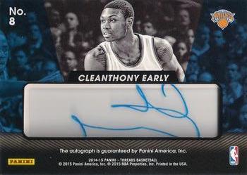 2014-15 Panini Threads - Rookie View #8 Cleanthony Early Back