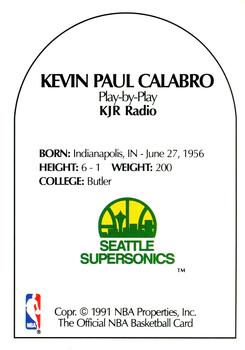 1990-91 Hoops - Announcers #NNO Kevin Paul Calabro Back