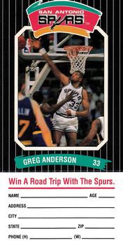 1988-89 Diamond Shamrock San Antonio Spurs #NNO Greg Anderson Front