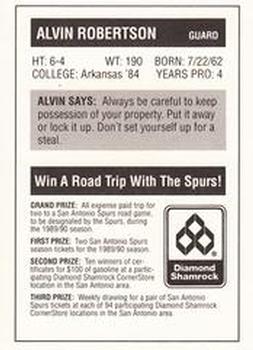 1988-89 Diamond Shamrock San Antonio Spurs - Without Tabs #NNO Alvin Robertson Back
