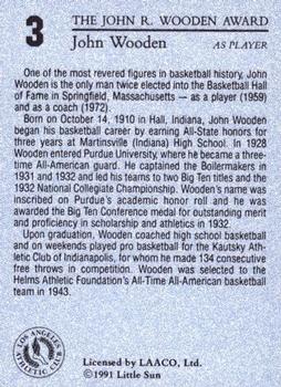 1991 Wooden Award Winners #3 John Wooden Back