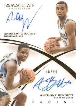 2014-15 Panini Immaculate Collection - Dual Autographs #DA-AA Andrew Wiggins / Anthony Bennett Front