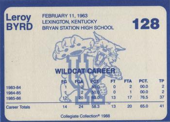 1988-89 Kentucky's Finest Collegiate Collection #128 Leroy Byrd Back